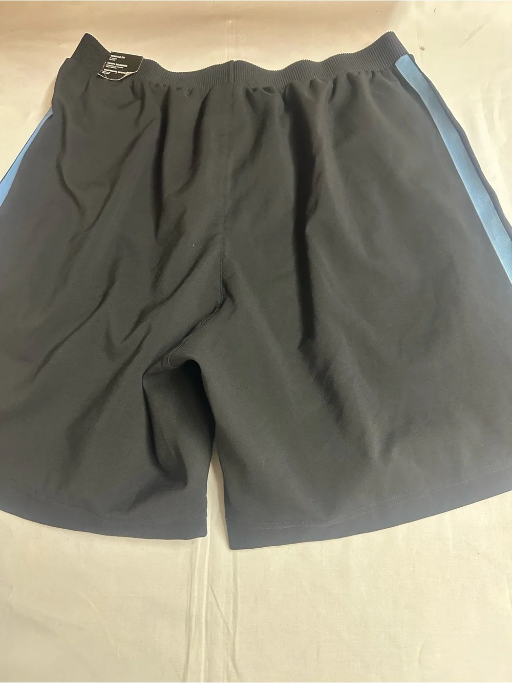 adidas Black Athletic Shorts with Light Blue Stripes